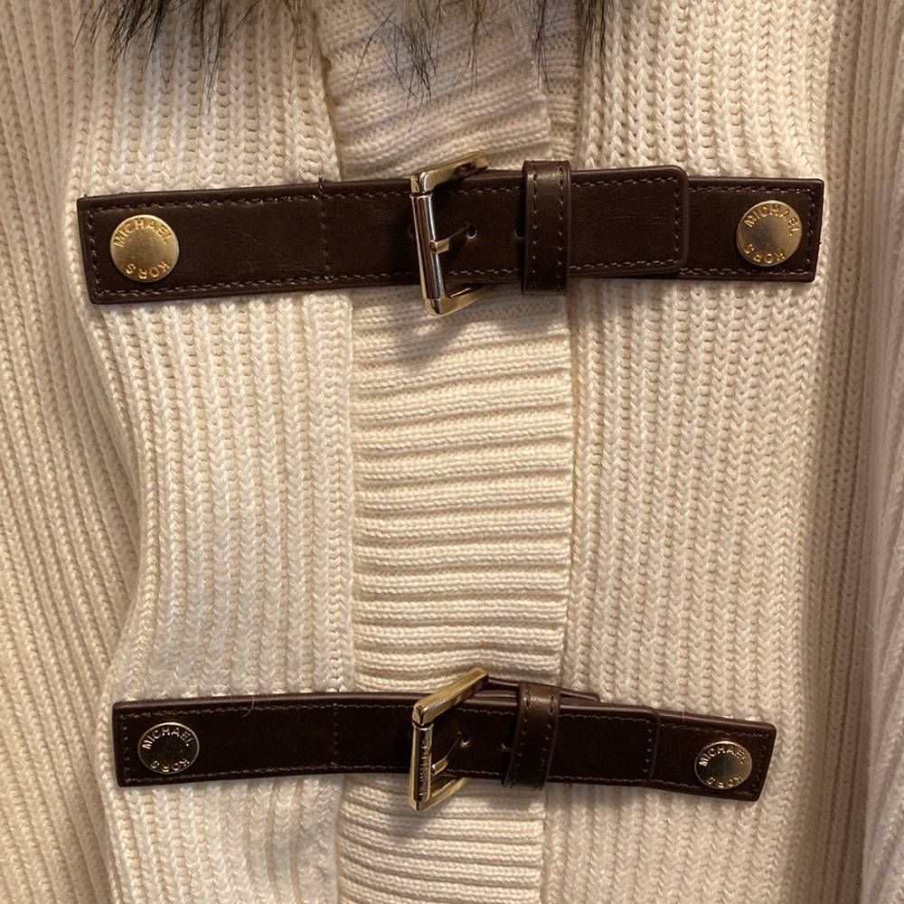MICHAEL Michael Kors Faux-Fur Buckle/Zip Up Poncho - Picture 9 of 14